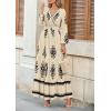 imagePRETTYGARDEN Womens 2025 Fall Wedding Guest Dresses Boho Floral Long Sleeve V Neck Flowy Elegant Maxi Dress Beach ClothesFloral Apricot Black