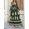 imagePRETTYGARDEN Womens 2025 Fall Wedding Guest Dresses Boho Floral Long Sleeve V Neck Flowy Elegant Maxi Dress Beach ClothesFloral Army Green Apricot