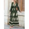 imagePRETTYGARDEN Womens 2025 Fall Wedding Guest Dresses Boho Floral Long Sleeve V Neck Flowy Elegant Maxi Dress Beach ClothesFloral Army Green Apricot