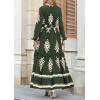 imagePRETTYGARDEN Womens 2025 Fall Wedding Guest Dresses Boho Floral Long Sleeve V Neck Flowy Elegant Maxi Dress Beach ClothesFloral Army Green Apricot