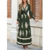 imagePRETTYGARDEN Womens 2025 Fall Wedding Guest Dresses Boho Floral Long Sleeve V Neck Flowy Elegant Maxi Dress Beach ClothesFloral Army Green Apricot
