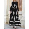 imagePRETTYGARDEN Womens 2025 Fall Wedding Guest Dresses Boho Floral Long Sleeve V Neck Flowy Elegant Maxi Dress Beach ClothesFloral Black White
