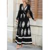 imagePRETTYGARDEN Womens 2025 Fall Wedding Guest Dresses Boho Floral Long Sleeve V Neck Flowy Elegant Maxi Dress Beach ClothesFloral Black White