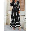 imagePRETTYGARDEN Womens 2025 Fall Wedding Guest Dresses Boho Floral Long Sleeve V Neck Flowy Elegant Maxi Dress Beach ClothesFloral Black White