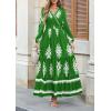imagePRETTYGARDEN Womens 2025 Fall Wedding Guest Dresses Boho Floral Long Sleeve V Neck Flowy Elegant Maxi Dress Beach ClothesFloral Green White