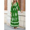 imagePRETTYGARDEN Womens 2025 Fall Wedding Guest Dresses Boho Floral Long Sleeve V Neck Flowy Elegant Maxi Dress Beach ClothesFloral Green White