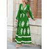 imagePRETTYGARDEN Womens 2025 Fall Wedding Guest Dresses Boho Floral Long Sleeve V Neck Flowy Elegant Maxi Dress Beach ClothesFloral Green White