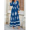 imagePRETTYGARDEN Womens 2025 Fall Wedding Guest Dresses Boho Floral Long Sleeve V Neck Flowy Elegant Maxi Dress Beach ClothesFloral Lake Blue White