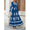 imagePRETTYGARDEN Womens 2025 Fall Wedding Guest Dresses Boho Floral Long Sleeve V Neck Flowy Elegant Maxi Dress Beach ClothesFloral Lake Blue White