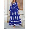 imagePRETTYGARDEN Womens 2025 Fall Wedding Guest Dresses Boho Floral Long Sleeve V Neck Flowy Elegant Maxi Dress Beach ClothesFloral Royal Blue White