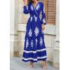 imagePRETTYGARDEN Womens 2025 Fall Wedding Guest Dresses Boho Floral Long Sleeve V Neck Flowy Elegant Maxi Dress Beach ClothesFloral Royal Blue White