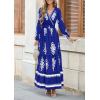 imagePRETTYGARDEN Womens 2025 Fall Wedding Guest Dresses Boho Floral Long Sleeve V Neck Flowy Elegant Maxi Dress Beach ClothesFloral Royal Blue White