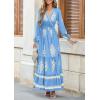 imagePRETTYGARDEN Womens 2025 Fall Wedding Guest Dresses Boho Floral Long Sleeve V Neck Flowy Elegant Maxi Dress Beach ClothesFloral Sky Blue Apricot