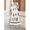 imagePRETTYGARDEN Womens 2025 Fall Wedding Guest Dresses Boho Floral Long Sleeve V Neck Flowy Elegant Maxi Dress Beach ClothesFloral White Black