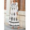 imagePRETTYGARDEN Womens 2025 Fall Wedding Guest Dresses Boho Floral Long Sleeve V Neck Flowy Elegant Maxi Dress Beach ClothesFloral White Black