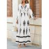 imagePRETTYGARDEN Womens 2025 Fall Wedding Guest Dresses Boho Floral Long Sleeve V Neck Flowy Elegant Maxi Dress Beach ClothesFloral White Black