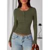 imagePRETTYGARDEN Womens Casual Long Sleeve Tops 2025 Fall Crew Neck Fitted Henley Shirts Basic Tee Blouse Knit Going Out OutfitsArmy Green