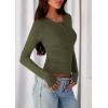 imagePRETTYGARDEN Womens Casual Long Sleeve Tops 2025 Fall Crew Neck Fitted Henley Shirts Basic Tee Blouse Knit Going Out OutfitsArmy Green