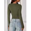imagePRETTYGARDEN Womens Casual Long Sleeve Tops 2025 Fall Crew Neck Fitted Henley Shirts Basic Tee Blouse Knit Going Out OutfitsArmy Green