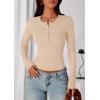 imagePRETTYGARDEN Womens Casual Long Sleeve Tops 2025 Fall Crew Neck Fitted Henley Shirts Basic Tee Blouse Knit Going Out OutfitsBeige