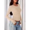 imagePRETTYGARDEN Womens Casual Long Sleeve Tops 2025 Fall Crew Neck Fitted Henley Shirts Basic Tee Blouse Knit Going Out OutfitsBeige