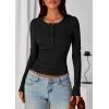 imagePRETTYGARDEN Womens Casual Long Sleeve Tops 2025 Fall Crew Neck Fitted Henley Shirts Basic Tee Blouse Knit Going Out OutfitsBlack
