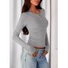 imagePRETTYGARDEN Womens Casual Long Sleeve Tops 2025 Fall Crew Neck Fitted Henley Shirts Basic Tee Blouse Knit Going Out OutfitsGrey