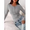 imagePRETTYGARDEN Womens Casual Long Sleeve Tops 2025 Fall Crew Neck Fitted Henley Shirts Basic Tee Blouse Knit Going Out OutfitsGrey