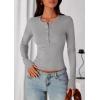 imagePRETTYGARDEN Womens Casual Long Sleeve Tops 2025 Fall Crew Neck Fitted Henley Shirts Basic Tee Blouse Knit Going Out OutfitsGrey