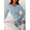 imagePRETTYGARDEN Womens Casual Long Sleeve Tops 2025 Fall Crew Neck Fitted Henley Shirts Basic Tee Blouse Knit Going Out OutfitsSky Blue