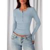 imagePRETTYGARDEN Womens Casual Long Sleeve Tops 2025 Fall Crew Neck Fitted Henley Shirts Basic Tee Blouse Knit Going Out OutfitsSky Blue