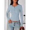 imagePRETTYGARDEN Womens Casual Long Sleeve Tops 2025 Fall Crew Neck Fitted Henley Shirts Basic Tee Blouse Knit Going Out OutfitsSky Blue