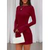 imagePRETTYGARDEN Womens Fall Long Sleeve Mini Dress 2025 Trendy Boat Neck Bodycon Knit Elegant Short Party Formal DressesRed