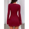 imagePRETTYGARDEN Womens Fall Long Sleeve Mini Dress 2025 Trendy Boat Neck Bodycon Knit Elegant Short Party Formal DressesRed