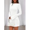 imagePRETTYGARDEN Womens Fall Long Sleeve Mini Dress 2025 Trendy Boat Neck Bodycon Knit Elegant Short Party Formal DressesWhite