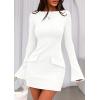 imagePRETTYGARDEN Womens Fall Long Sleeve Mini Dress 2025 Trendy Boat Neck Bodycon Knit Elegant Short Party Formal DressesWhite