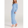 imagePRETTYGARDEN Womens Fall Off The Shoulder Maxi Dress Spring Long Sleeve Ruched Fitted Bodycon Club Dresses with SlitLight Blue
