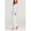 imagePRETTYGARDEN Womens Fall Off The Shoulder Maxi Dress Spring Long Sleeve Ruched Fitted Bodycon Club Dresses with SlitWhite