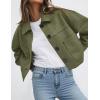 imagePRETTYGARDEN Womens Faux Suede Cropped Jacket Casual Lightweight Fall Fashion 2025 Winter Coats Outerwear Trendy ClothesArmy Green