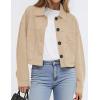 imagePRETTYGARDEN Womens Faux Suede Cropped Jacket Casual Lightweight Fall Fashion 2025 Winter Coats Outerwear Trendy ClothesBeige
