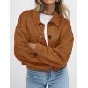 imagePRETTYGARDEN Womens Faux Suede Cropped Jacket Casual Lightweight Fall Fashion 2025 Winter Coats Outerwear Trendy ClothesBrown