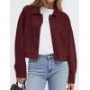 imagePRETTYGARDEN Womens Faux Suede Cropped Jacket Casual Lightweight Fall Fashion 2025 Winter Coats Outerwear Trendy ClothesBurgundy