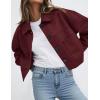 imagePRETTYGARDEN Womens Faux Suede Cropped Jacket Casual Lightweight Fall Fashion 2025 Winter Coats Outerwear Trendy ClothesBurgundy