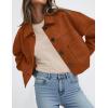 imagePRETTYGARDEN Womens Faux Suede Cropped Jacket Casual Lightweight Fall Fashion 2025 Winter Coats Outerwear Trendy ClothesBurnt Orange