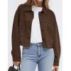 imagePRETTYGARDEN Womens Faux Suede Cropped Jacket Casual Lightweight Fall Fashion 2025 Winter Coats Outerwear Trendy ClothesDark Brown