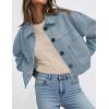 imagePRETTYGARDEN Womens Faux Suede Cropped Jacket Casual Lightweight Fall Fashion 2025 Winter Coats Outerwear Trendy ClothesLight Blue