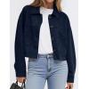imagePRETTYGARDEN Womens Faux Suede Cropped Jacket Casual Lightweight Fall Fashion 2025 Winter Coats Outerwear Trendy ClothesNavy Blue