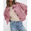imagePRETTYGARDEN Womens Faux Suede Cropped Jacket Casual Lightweight Fall Fashion 2025 Winter Coats Outerwear Trendy ClothesPink