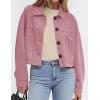 imagePRETTYGARDEN Womens Faux Suede Cropped Jacket Casual Lightweight Fall Fashion 2025 Winter Coats Outerwear Trendy ClothesPink