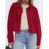 imagePRETTYGARDEN Womens Faux Suede Cropped Jacket Casual Lightweight Fall Fashion 2025 Winter Coats Outerwear Trendy ClothesRed